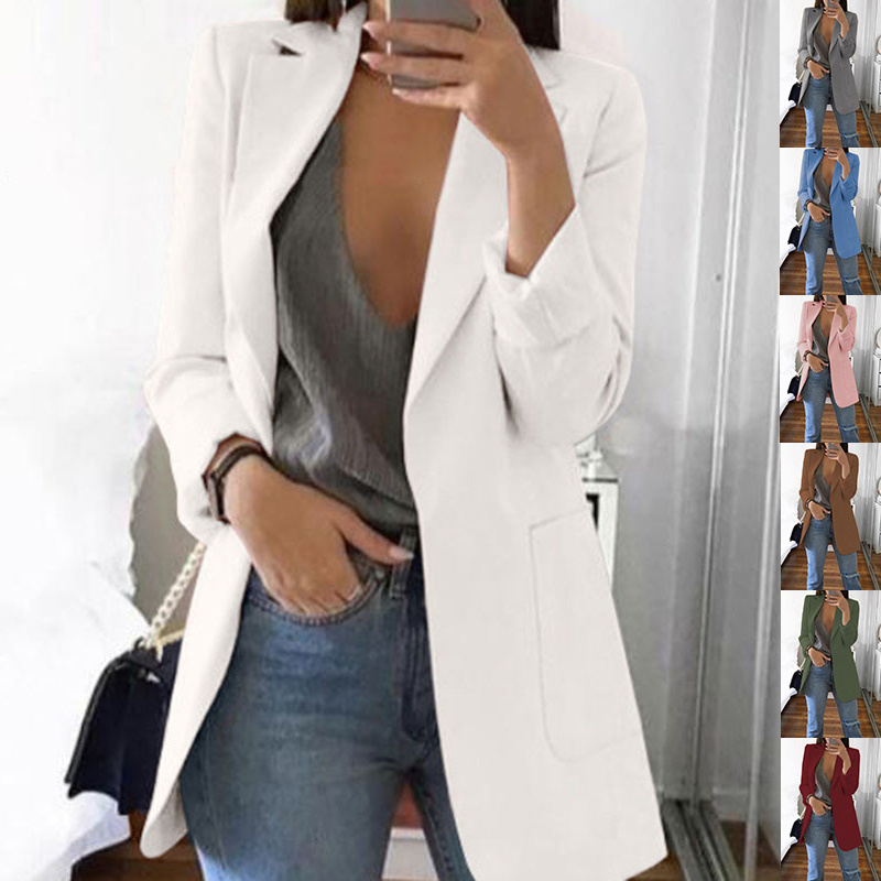 Slim Fit Lapel Blazer Women’s Elegant Single Breasted Cardigan Jacket For Office Work