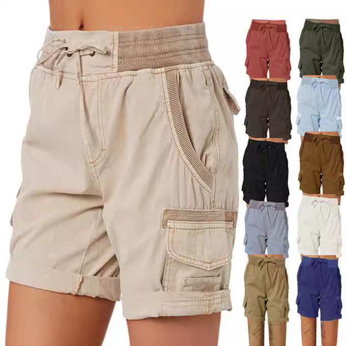 Women’s Cargo Shorts With Pockets Casual High Waist Drawstring Pants